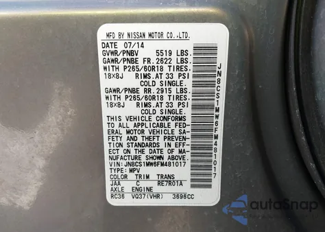 2015 Infiniti Qx70 z USA, uszkodzony, nr VIN JN8CS1MW6FM481017